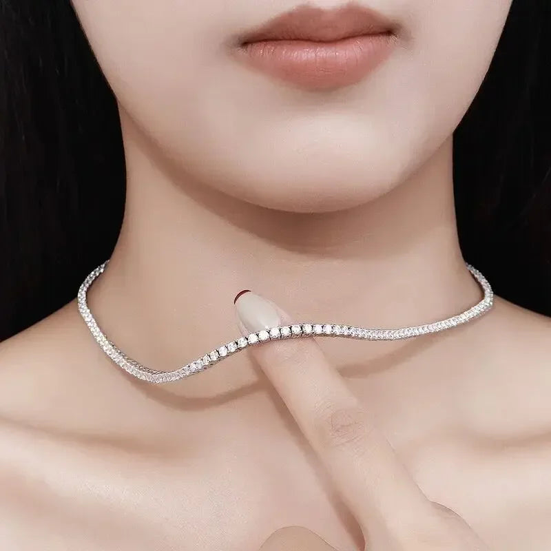 Sterling Silver Zircon Necklace
