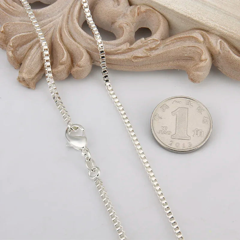 Sterling Silver Box Necklace Unisex