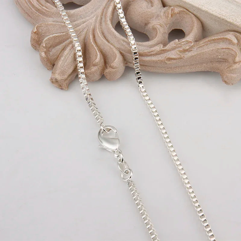 Sterling Silver Box Necklace Unisex