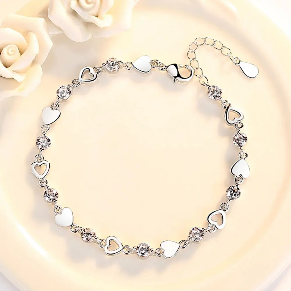 Sterling Silver Zircon Love Bracelet