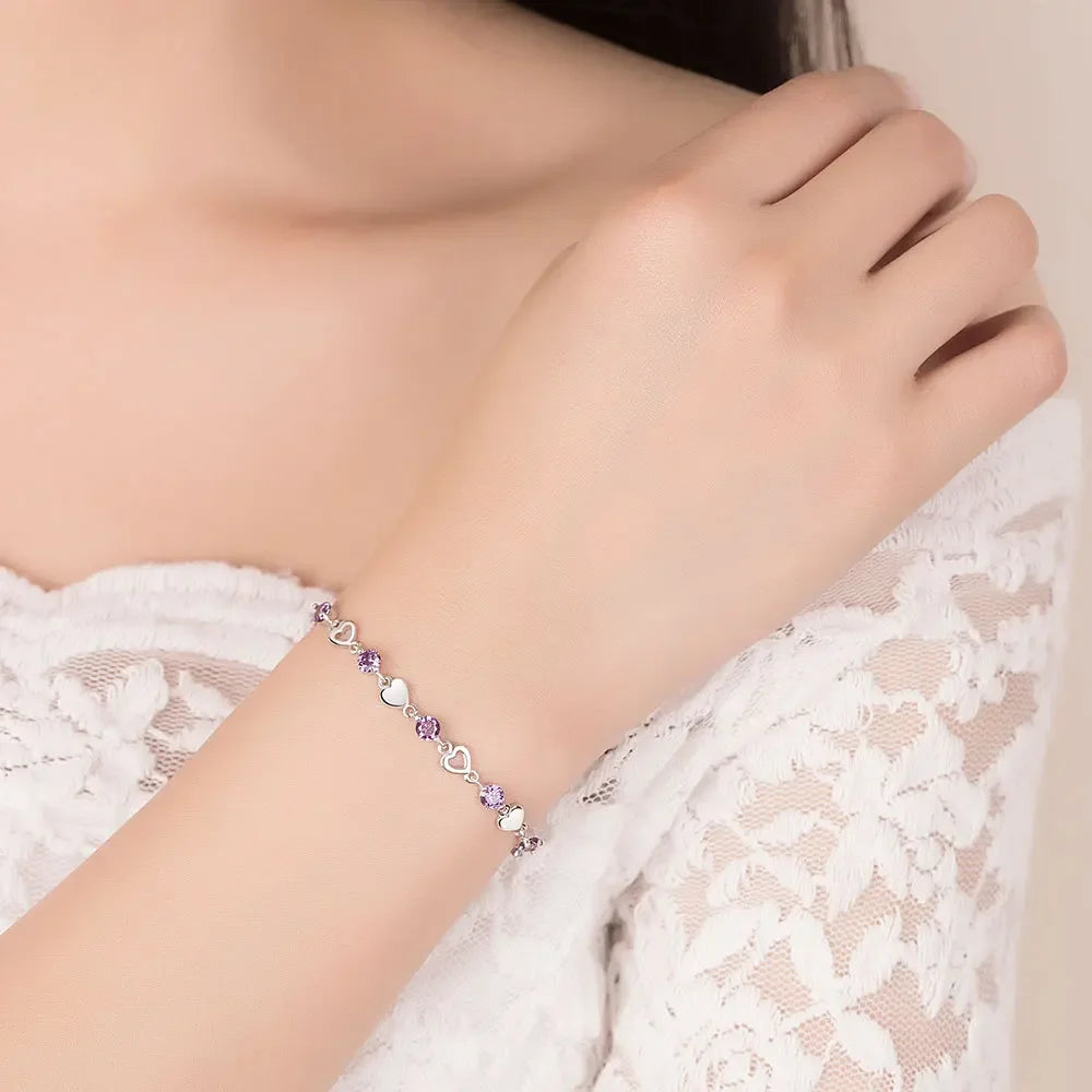 Sterling Silver Zircon Love Bracelet